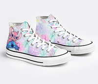 Stitch And Angel High Tops Canvas Shoes Sneakers Kid Shoes Disney Cartoon Cute Converse Gifts