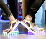 Fortnite Light Up Shoes Kids Unisex Luminous Sports Shoes LED Light USB Charging Flash Sneakers Game Gifts