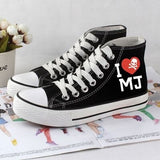 I LOVE MJ Hand Painted Shoes Skull canvas shoes sneakers