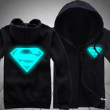 Luminous Superman Unisex Zipper Hoodie Coats Outwear Jacket Sweater