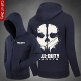 Call Of Duty,Skull Soldier Pattern Zipper Hooded Cardigan Sweater,Stree Fashion Sports Coat,Cool Hoodie Sweater Coat