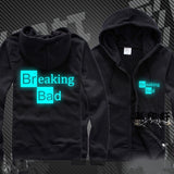 BREAKING BAD Luminous Unisex Zipper Hooded Cardigan Sweater,Stree Fashion Sports Coat,Cool Hoodie Sweater Coat