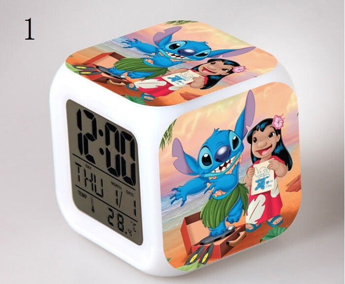 Stitch Design Personalised LED Cube Digital Alarm Clock Colour  Changing/great Gift Idea 