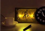 Sailor moon 3D Paper Carving Light Warm Night LED Light Lamp LED Desk Light Lamp Decoration Sailor moon Gifts Children Gift Birthday Gifts Christmas Gifts