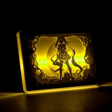 Sailor moon 3D Paper Carving Light Warm Night LED Light Lamp LED Desk Light Lamp Decoration Sailor moon Gifts Children Gift Birthday Gifts Christmas Gifts