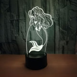 Mermaid 3D Illusion Led Table Lamp 7 Color Change LED Desk Light Lamp Mermaid Birthday Gifts Christmas Gifts