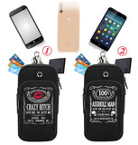 Crazy Bitch Asshole Men Funny Multi-function Armband Bag Three Zipper Mobile Phone Coin Purse Key Case Sports Arm Bag Funny Gifts