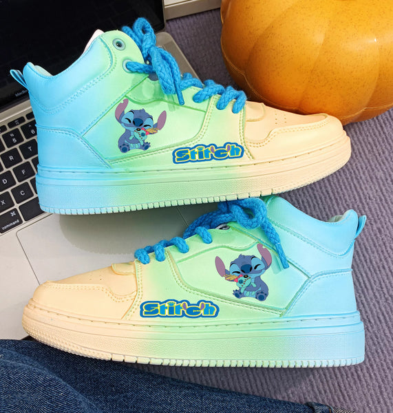 Stitch High Tops Disney Cartoon Sneakers Unisex Kids and Adult Running Sports Shoes Air Force 1 Gifts