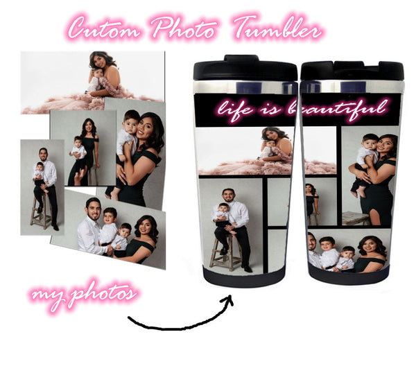 Custom Tumbler With Pictures Personalized Photo Collage Tumbler With Text Customized Travel Mug Father's Day Gift Graduation Gift