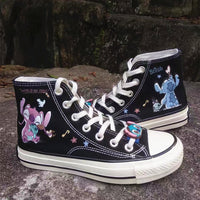 Lio And Stitch High Tops Canvas Shoes Sneakers Kid Shoes Cartoon Cute Converse Gifts