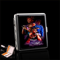 Juice World PU Leather Cigarette Case Metal Smoking Tobacco Box Business Cards Holder Gifts