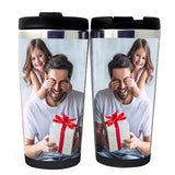Custom Photo Travel Mug , Photo Gift For Her,Him,Family - Personalised travel mug gift with your name & photo