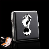Hipster Sexy Girl Marijuana PU Leather Cigarette Case Metal Tobacco Box Holder For Smoking Business Cards Holder Gifts