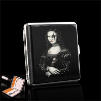 Monalisa Leather Pocket Cigarette Tobacco Case Box Holder For Smoking Business Cards Holder Storage Funny Gifts