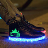 Fortnite High Top Shoes Light Up Sneakers Unisex Kids Trainers Colorful Flashing LED Luminous Shoes Fortnite Gifts