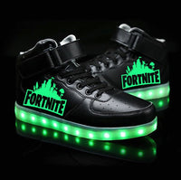 Fortnite High Top Shoes Light Up Sneakers Unisex Kids Trainers Colorful Flashing LED Luminous Shoes Fortnite Gifts