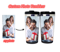 Custom Photo Travel Mug , Photo Gift For Her,Him,Family - Personalised travel mug gift with your name & photo