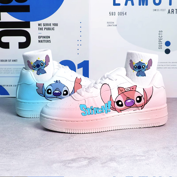 Stitch Low Top Shoes Sneakers Disney Cartoon Stitch and Angel Unisex Kids and Adult Running Sports Shoes Gifts