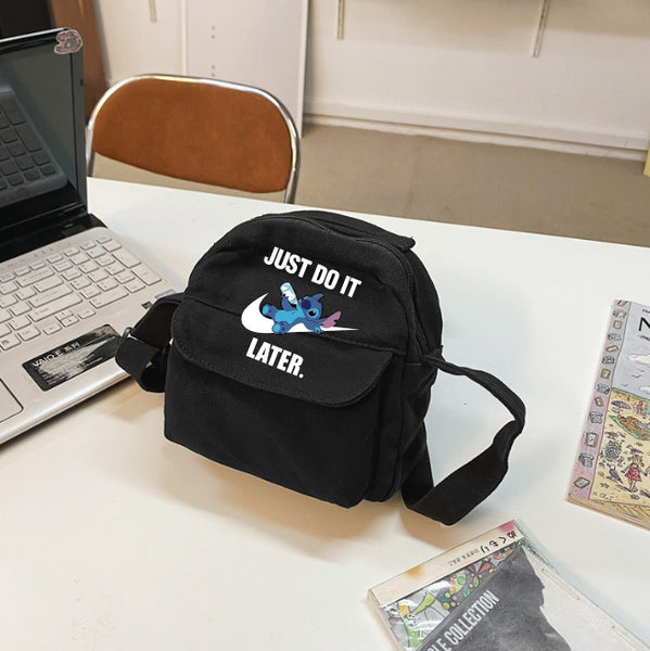 Stitch Canvas Cross Body Bag Unisex Messenger Bag Purse Small Shoulder Bag Vintage School Bag Back to School