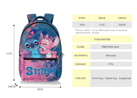 Stitch Ohana batoh cestovní taška Disney Lio And Stitch školní taška Kreslený roztomilý notebook pro děti dospělé