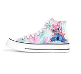 Stitch And Angel High Tops Canvas Shoes Sneakers Kid Shoes Disney Cartoon Cute Converse Gifts