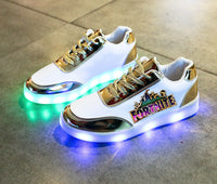 Fortnite Light Up Shoes Kids Unisex Luminous Sports Shoes LED Light USB Charging Flash Sneakers Game Gifts