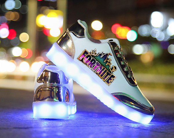 Fortnite Light Up Shoes Kids Unisex Luminous Sports Shoes LED Light USB Charging Flash Sneakers Game Gifts