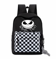 The Nightmare Before Christmas Bag Jack Skellington Unisex Backpack Black Schoolbag Travel Bag Kids