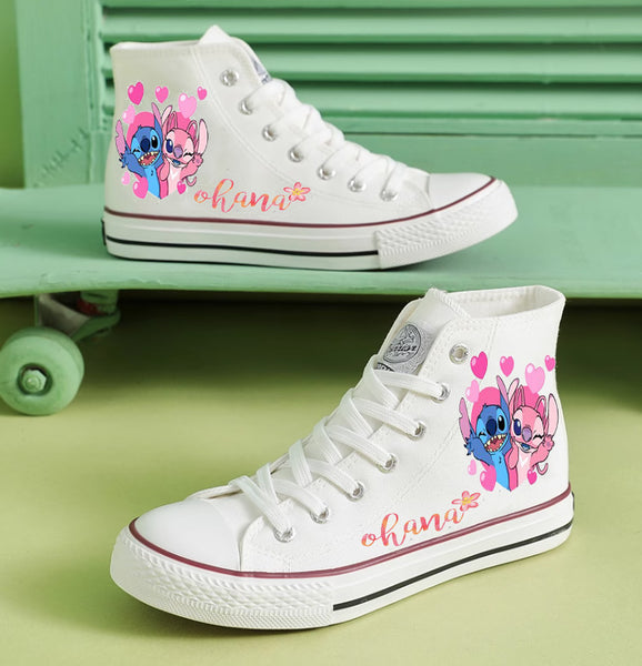 Lio And Stitch High Tops Canvas Shoes Sneakers Kids Cartoon Shoes Unisex Girls Shoes Gifts Converse