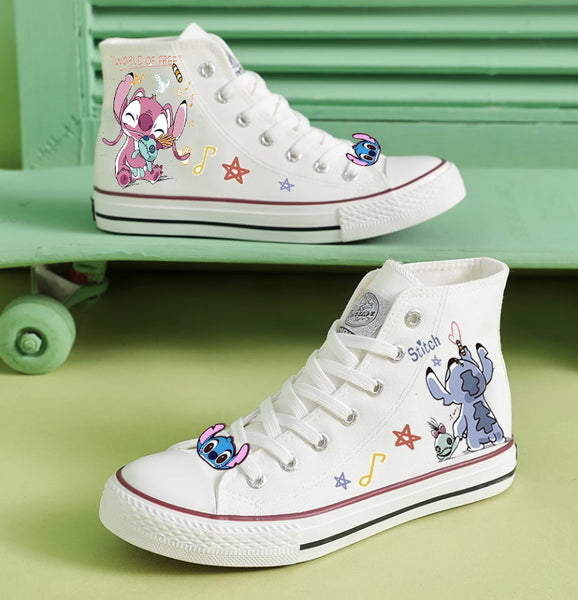 Lio And Stitch High Top Shoes Converse Sneakers Unisex Kids and Adult Runners Sports Shoes Gifts
