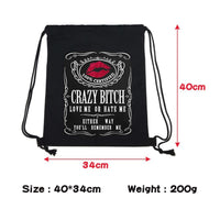Crazy Bitch Asshole Men Backpack Travel Shopping Drawstring Bags Funny Gym Bag Mens Women's Backpack Gag Gifts
