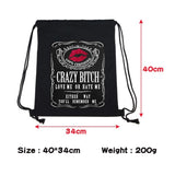 Crazy Bitch Asshole Men Backpack Travel Shopping Drawstring Bags Funny Gym Bag Mens Women's Backpack Gag Gifts
