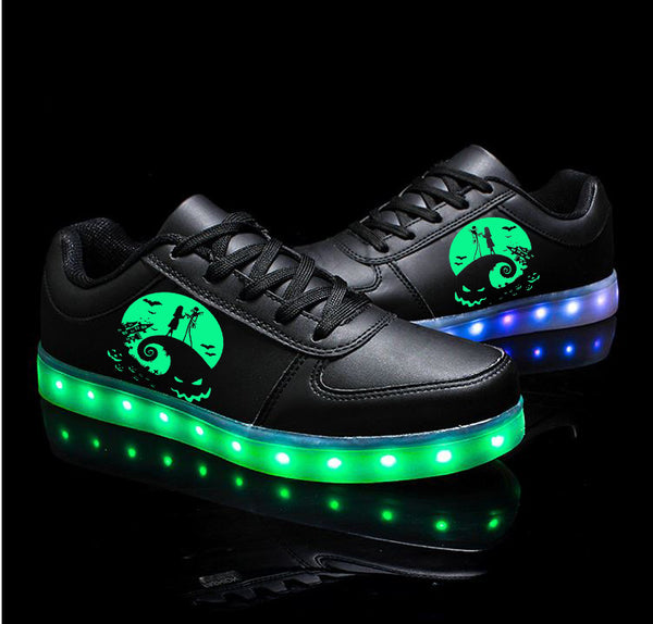 Nightmare Before Christmas Shoes Light Up Shoes Unisex Sneakers Kid Children's Luminous Sports Shoes LED Light USB Charging Flash Shoes Gifts