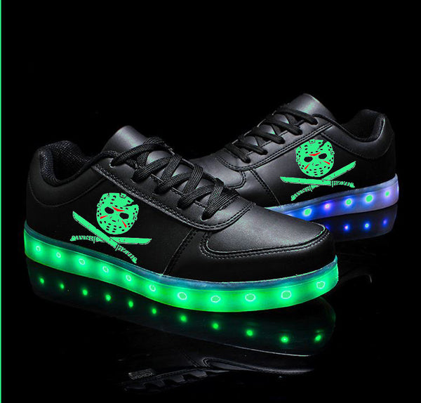  Jason Voorhees Light Up Shoes Flashing LED Luminous Shoes Horror Movie Low Top Unisex Shoes