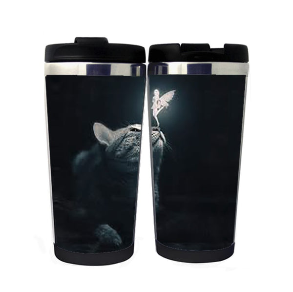Cat And Fairy Travel Mug Stainless Steel Insulated Tumbler 400ml Coffee Tea Cup Funny novelty Gifts Christmas Gifts