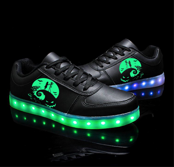Nightmare Before Christmas Light Up Shoes Flashing LED Luminous Shoes Low Top Unisex Shoes