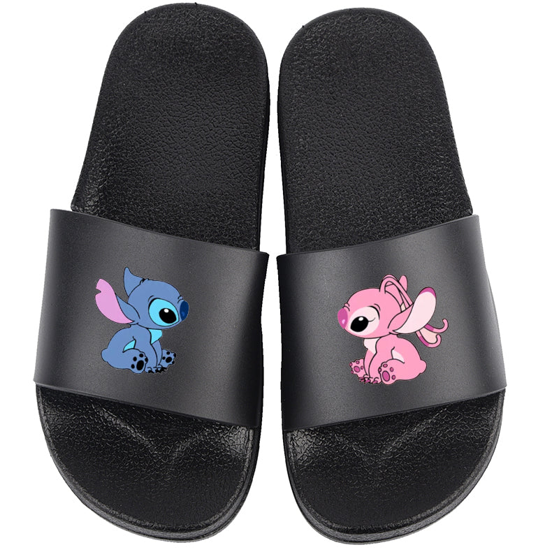 Stitch and Angel Slippers Unisex Funny Cartoon Slide Sandal Slippers ...