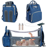 Waterproof Mummy Bag Diaper Bag Travel Backpack Foldable Crib Baby bed