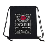 Crazy Bitch Asshole Men Backpack Travel Shopping Drawstring Bags Funny Gym Bag Mens Women's Backpack Gag Gifts