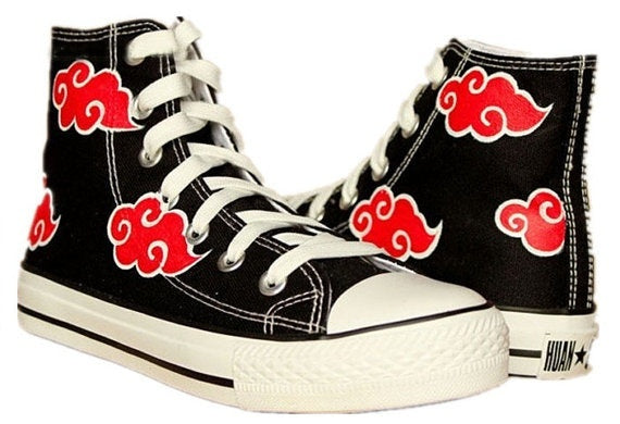 Akatsuki shoes Hand Painted Shoes  Anime Canvas shoes,Red Cloud Shoes,Christmas Gifts Birthday Gifts
