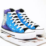Attack on Titan with Galaxy Background Hand Painted Shoes Black Canvas Sneakers High Top sneakers canvas shoes