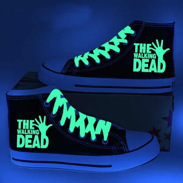 The Walking Dead Luminous Hand Painted Canvas Shoes,Outdoor Leisure Fashion Sneakers,Unisex Casual Shoes