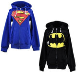 Stunning Unisex Mens And Womens Onesie Superman & Batman Hooded Zip Front Sweater