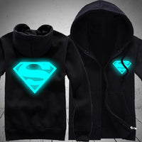 Světélkující Superman Unisex mikina na zip Kabáty Outwear Bunda Svetr