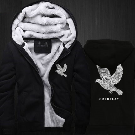 Coldplay Thickening cotton-padded jacket Winter Warm Hoodie Flannel Coats Soft Comfort Cashmere Sweatshirts