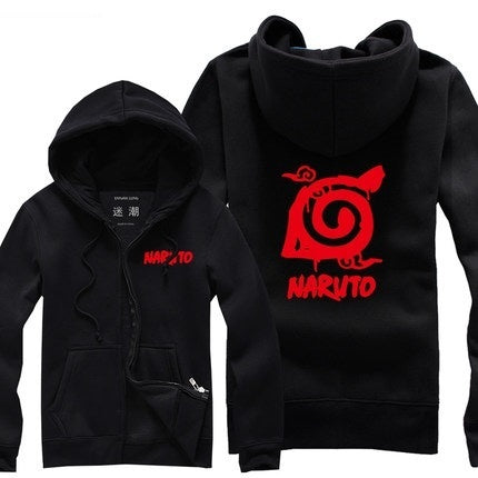 Naruto Sasuke Kakashi Konoha Unisex  Zipper Hooded Cardigan Sweater,Stree Fashion Sports Coat,Cool Hoodie Sweater Coat