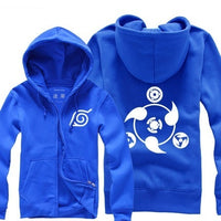 Naruto Sasuke Kakashi Konoha Unisex  Zipper Hooded Cardigan Sweater,Stree Fashion Sports Coat,Cool Hoodie Sweater Coat
