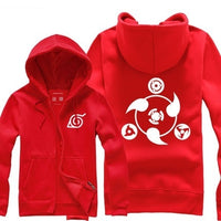 Naruto Sasuke Kakashi Konoha Unisex  Zipper Hooded Cardigan Sweater,Stree Fashion Sports Coat,Cool Hoodie Sweater Coat