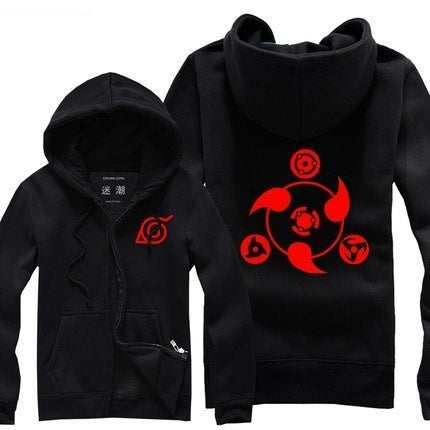 Naruto Sasuke Kakashi Konoha Unisex  Zipper Hooded Cardigan Sweater,Stree Fashion Sports Coat,Cool Hoodie Sweater Coat