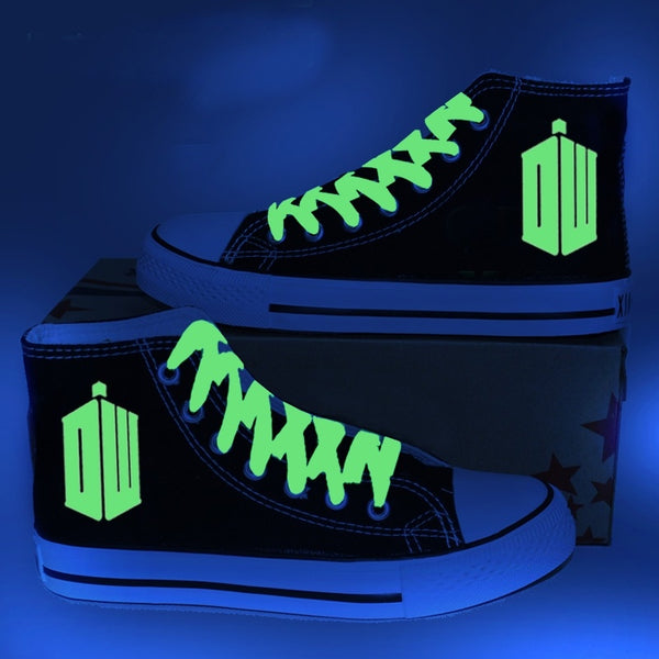 DOCTOR WHO Luminous Hand Painted Canvas Shoes,Outdoor Leisure Fashion Sneakers,Unisex Casual Shoes